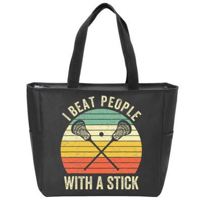 I Beat People With A Stick Lacrosse Player Zip Tote Bag