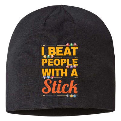 I Beat People With A Stick Billiards Dad Gift For Father’s Day Sustainable Beanie