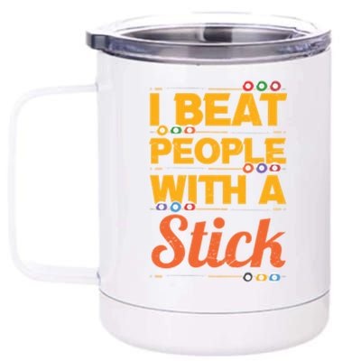 I Beat People With A Stick Billiards Dad Gift For Father’s Day 12 oz Stainless Steel Tumbler Cup