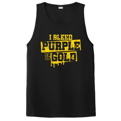 I Bleed Purple & Gold Game Day Group School Football Sports PosiCharge Competitor Tank