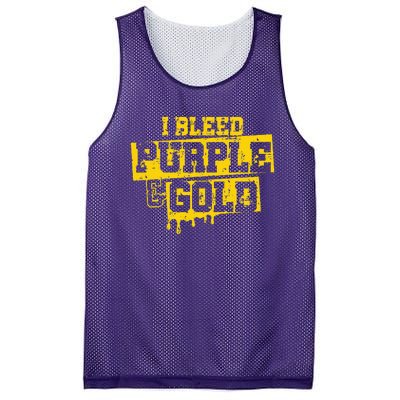 I Bleed Purple & Gold Game Day Group School Football Sports Mesh Reversible Basketball Jersey Tank