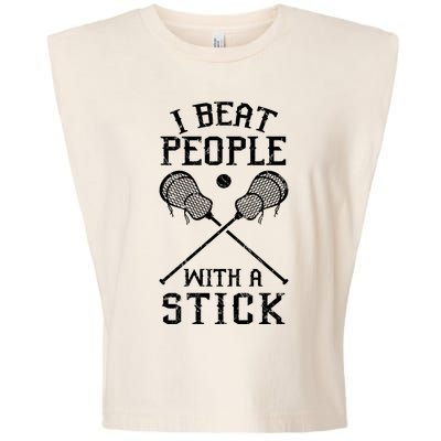 I Beat People With A Stick Garment-Dyed Women's Muscle Tee