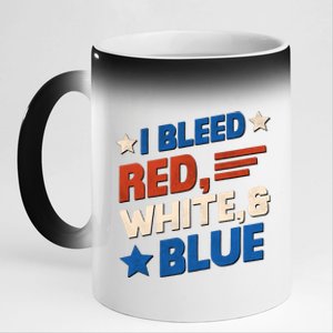 I Bleed Red White And Blue 4th Of July 11oz Black Color Changing Mug