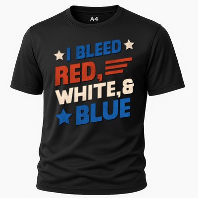 I Bleed Red White And Blue 4th Of July Cooling Performance Crew T-Shirt