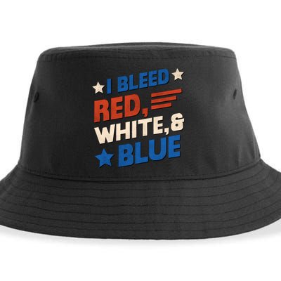 I Bleed Red White And Blue 4th Of July Sustainable Bucket Hat