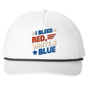 I Bleed Red White And Blue 4th Of July Snapback Five-Panel Rope Hat