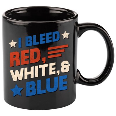 I Bleed Red White And Blue 4th Of July 11oz C Handle Ceramic Mug