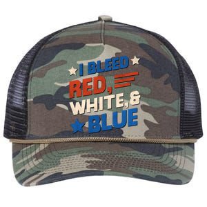 I Bleed Red White And Blue 4th Of July Retro Rope Trucker Hat Cap