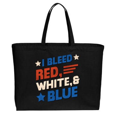 I Bleed Red White And Blue 4th Of July Cotton Canvas Jumbo Tote