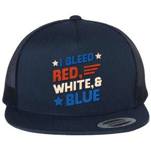 I Bleed Red White And Blue 4th Of July Flat Bill Trucker Hat