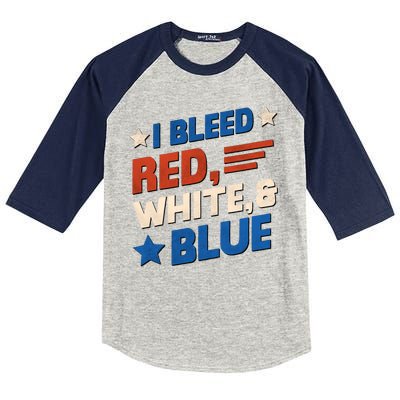 I Bleed Red White And Blue 4th Of July Kids Colorblock Raglan Jersey