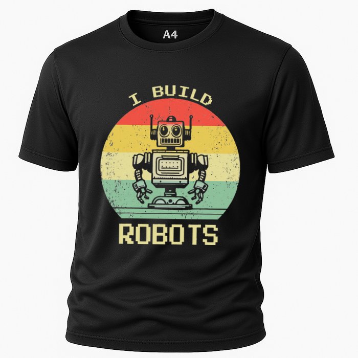I Build Robots Retro Vintage Robotics Engineer Cooling Performance Crew T-Shirt