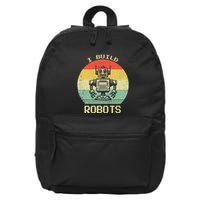 I Build Robots Retro Vintage Robotics Engineer 16 in Basic Backpack