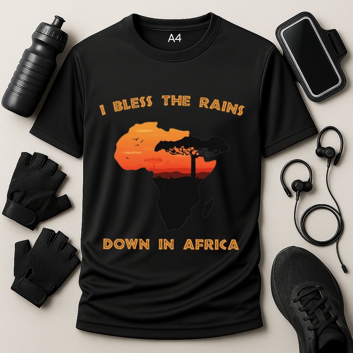 I Bless Rains Down In Africa Farmer Proud Africa Map Cooling Performance Crew T-Shirt