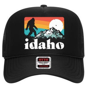 Idaho Bigfoot Retro Mountains High Crown Mesh Back Trucker Hat