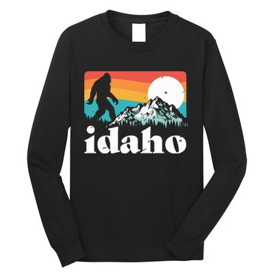 Idaho Bigfoot Retro Mountains Long Sleeve Shirt