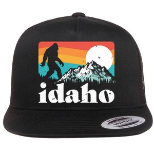 Idaho Bigfoot Retro Mountains Flat Bill Trucker Hat