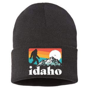 Idaho Bigfoot Retro Mountains Sustainable Knit Beanie