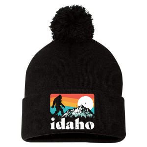 Idaho Bigfoot Retro Mountains Pom Pom 12in Knit Beanie