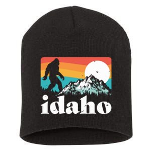 Idaho Bigfoot Retro Mountains Short Acrylic Beanie