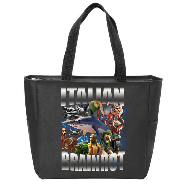 Italian Brainrot Shark Zip Tote Bag