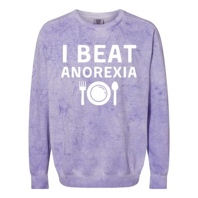 I Beat Survived Anorexia Awareness Survivor Colorblast Crewneck Sweatshirt