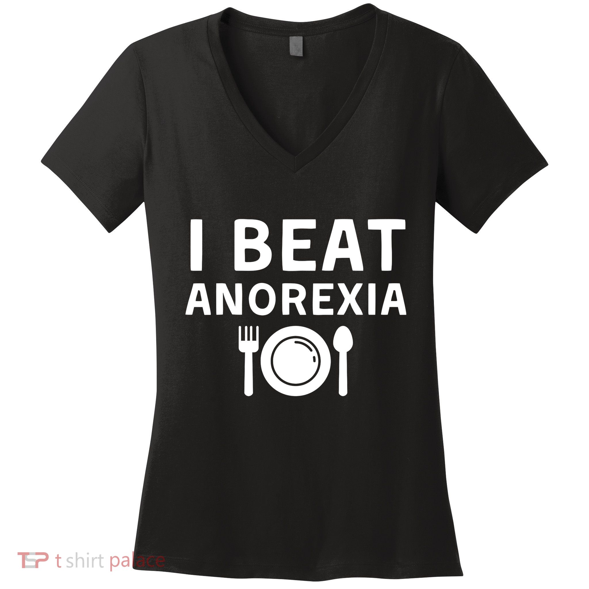 I Beat Survived Anorexia Awareness Survivor Women's V-Neck T-Shirt