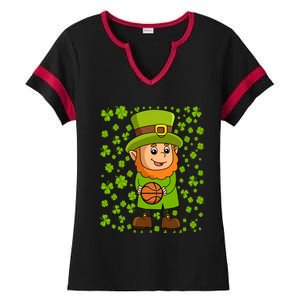 Irish Basketball St Patricks Day Leprechaun Funny Gift Ladies Halftime Notch Neck Tee