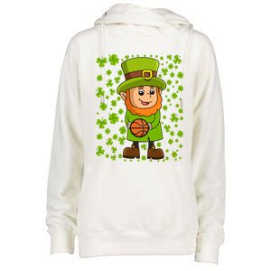 Irish Basketball St Patricks Day Leprechaun Funny Gift Womens Funnel Neck Pullover Hood