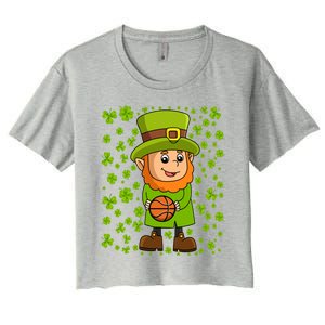 Irish Basketball St Patricks Day Leprechaun Funny Gift Women's Crop Top Tee