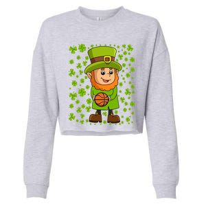 Irish Basketball St Patricks Day Leprechaun Funny Gift Cropped Pullover Crew