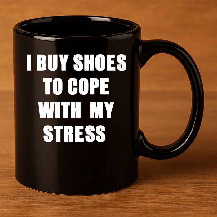 I BUY SHOES TO COPE WITH MY STRESS 11oz C Handle Ceramic Mug