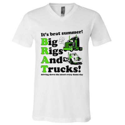 It’S Brat Summer Big Rids And Trucks Driving Down The Street Every Damn Day V-Neck T-Shirt