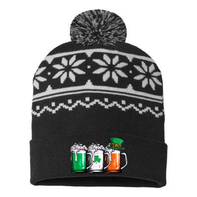 Irish Beer Ireland Flag St Patricks Day Men Women Leprechaun USA-Made Snowflake Beanie