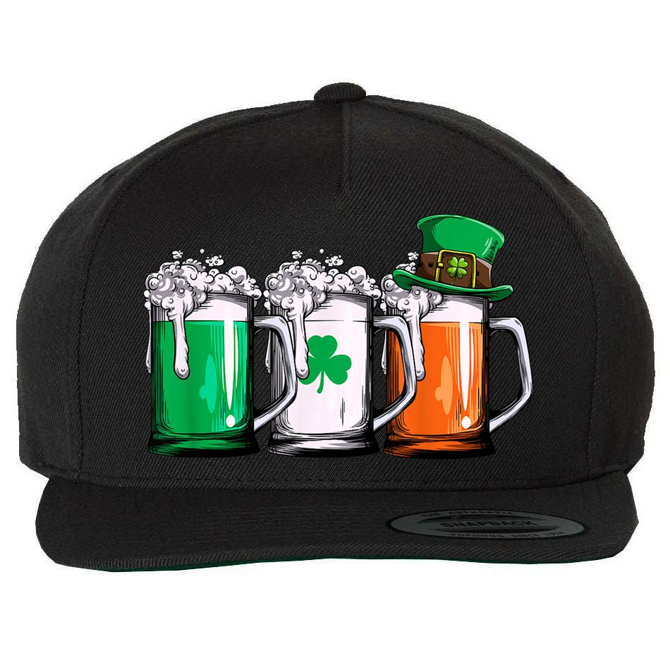 Irish Beer Ireland Flag St Patricks Day Men Women Leprechaun Wool Snapback Cap