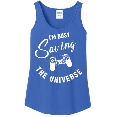 I'm Busy Saving The Universe Gamer Ladies Essential Tank