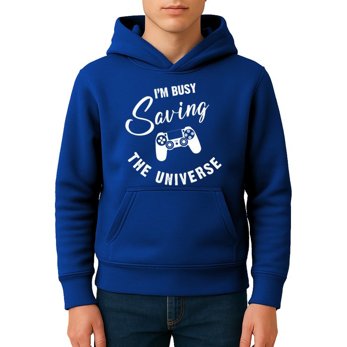 I'm Busy Saving The Universe Gamer Kids Hoodie