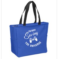 I'm Busy Saving The Universe Gamer Zip Tote Bag
