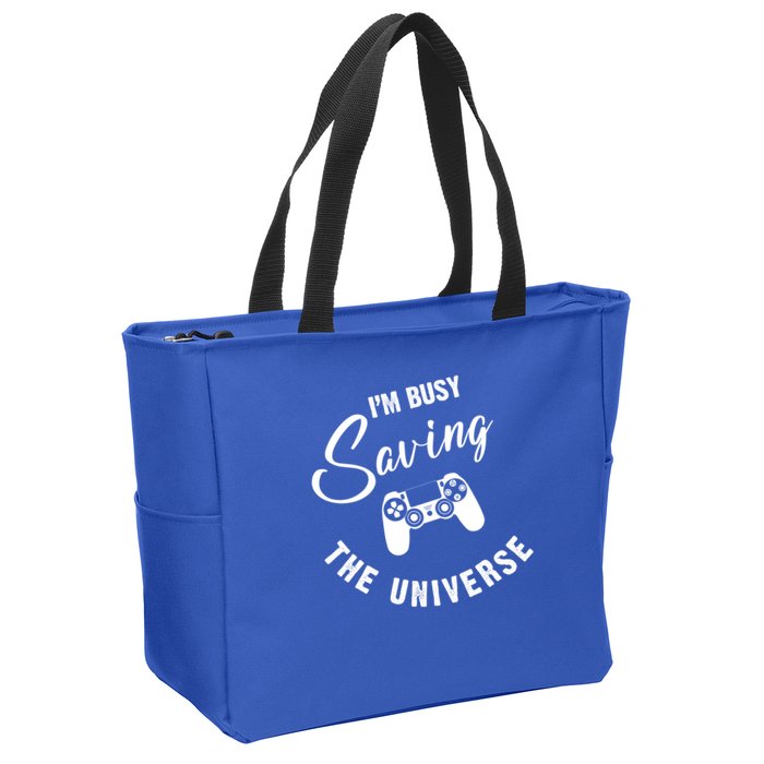 I'm Busy Saving The Universe Gamer Zip Tote Bag