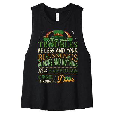 Irish Blessing St Patricks Day Leprechaun Rainbow Irish Gift Women's Racerback Cropped Tank