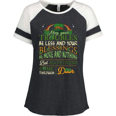 Irish Blessing St Patricks Day Leprechaun Rainbow Irish Gift Enza Ladies Jersey Colorblock Tee