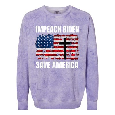 Impeach Biden Save America Pro America Anti Biden Impeach Colorblast Crewneck Sweatshirt