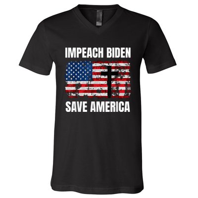 Impeach Biden Save America Pro America Anti Biden Impeach V-Neck T-Shirt