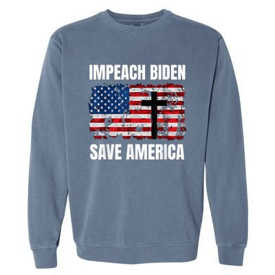 Impeach Biden Save America Pro America Anti Biden Impeach Garment-Dyed Sweatshirt