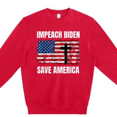 Impeach Biden Save America Pro America Anti Biden Impeach Premium Crewneck Sweatshirt