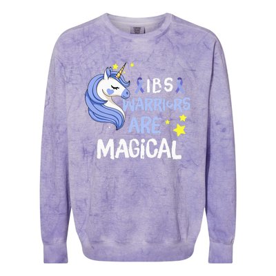 Irritable Bowel Syndrome Warriors Unicorn IBS Periwinkle Colorblast Crewneck Sweatshirt