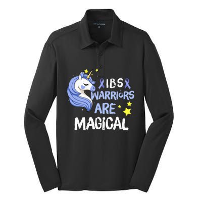 Irritable Bowel Syndrome Warriors Unicorn IBS Periwinkle Silk Touch Performance Long Sleeve Polo