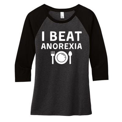 I Beat Survived Anorexia Awareness Survivor Women's Tri-Blend 3/4-Sleeve Raglan Shirt