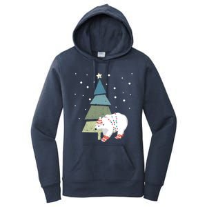 Ice Bear Santa And Christmas Tree Believe In Christmas Funny Gift Women's Pullover Hoodie