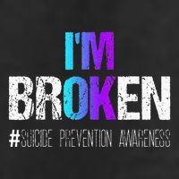 I'm broken Teal & Purple Ribbon Suicide Prevention Awareness 7 Panel Mesh Trucker Snapback Hat